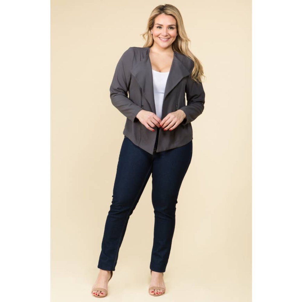 🔥🔥🔥PLUS SIZE OPEN FRONT DRAPED JACKET🔥🔥🔥
